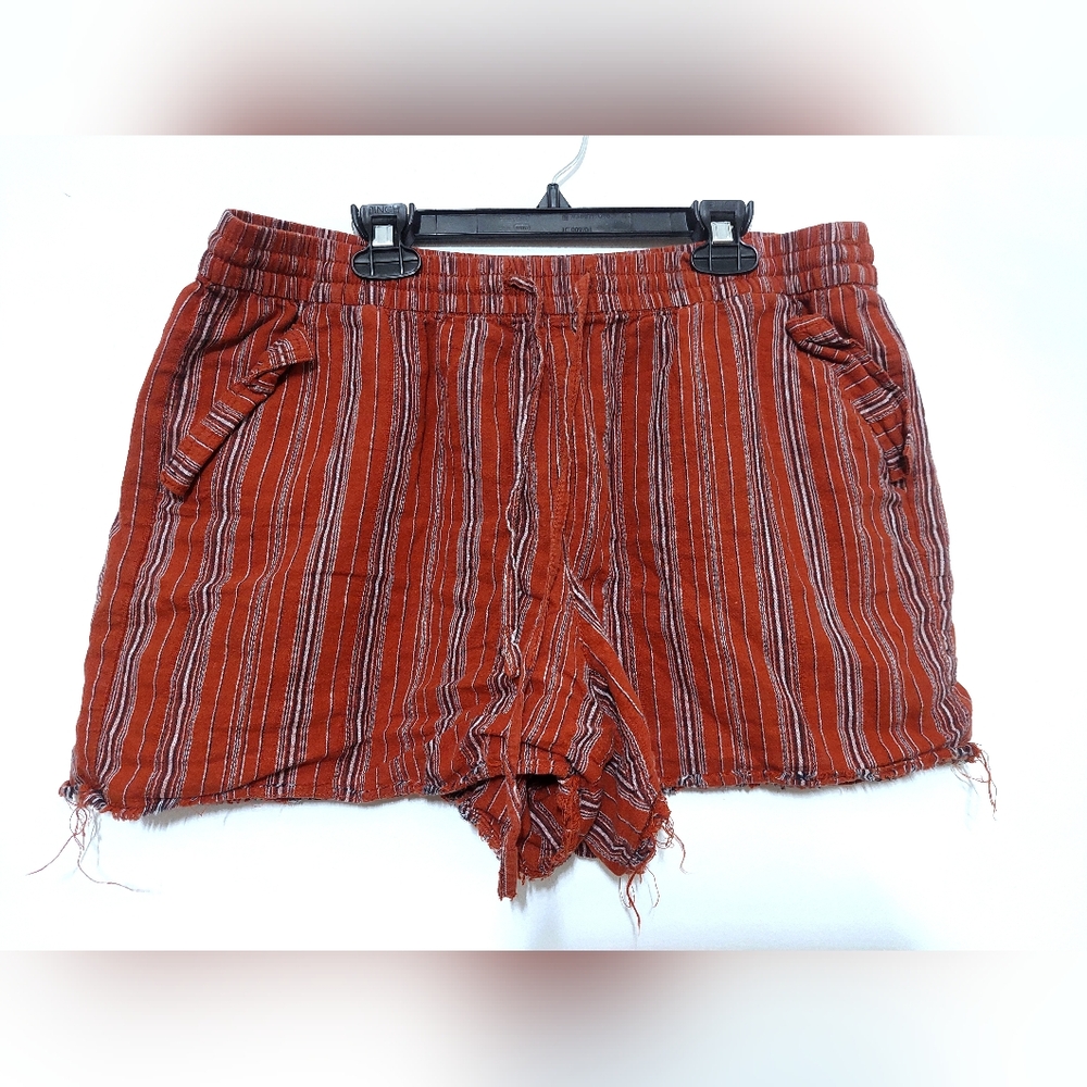 a.n.a Orange and White High Waist Shorts Size Large